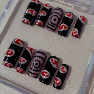 Stylish Black and Red Nail Art Set